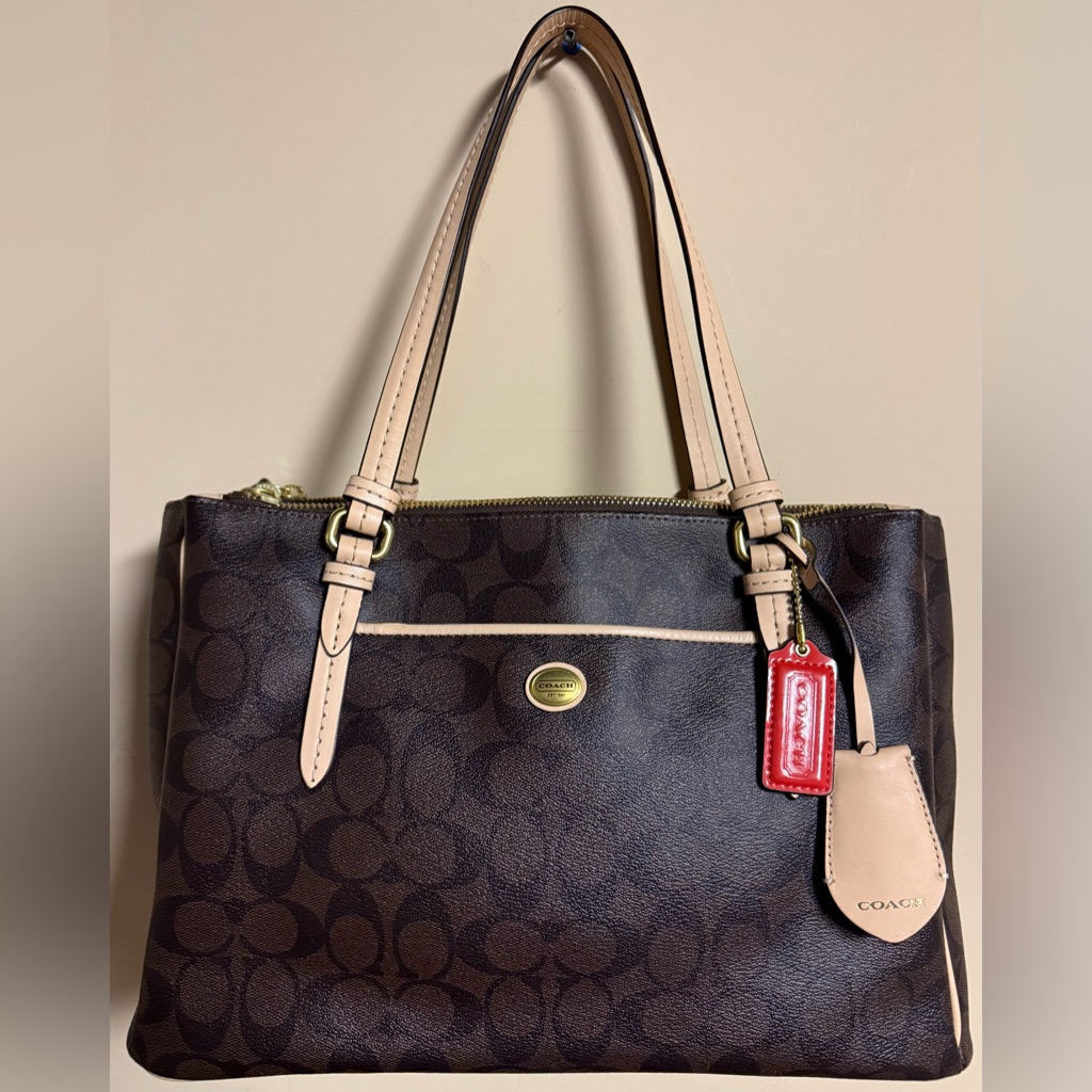 Nwot Y2k Coach Signature Peyton Double Zip Carryall Shoulder Purse